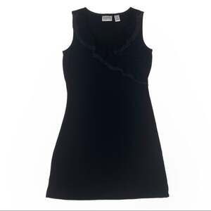 Chico's Black Ruffled V-Neck Dress | Size S